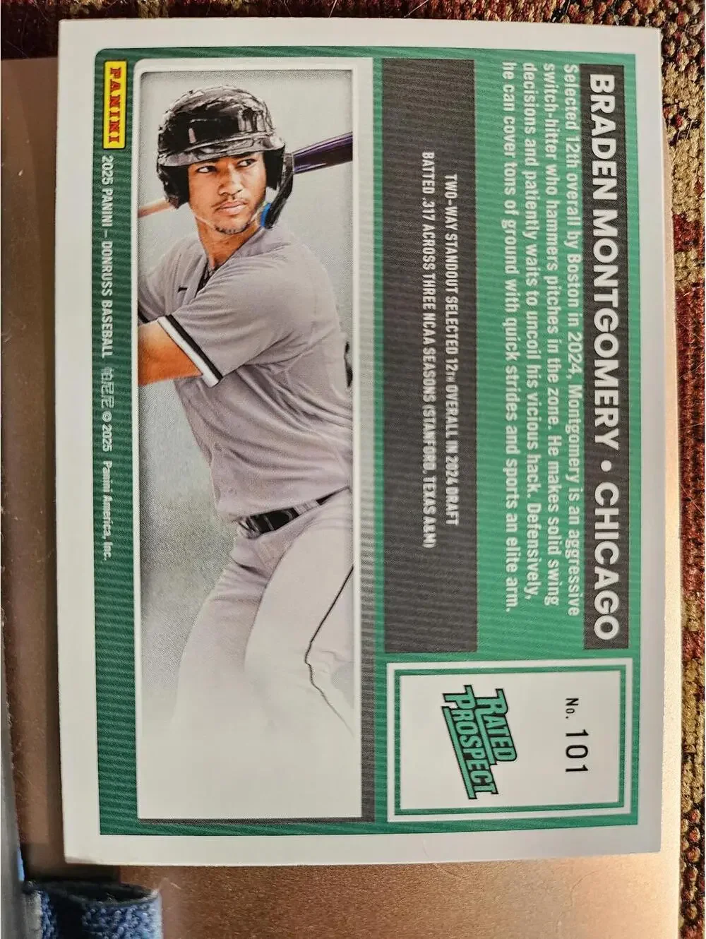 2025 Panini Donruss baseball - Braden Montgomery #101 - White Sox - RAW Mint